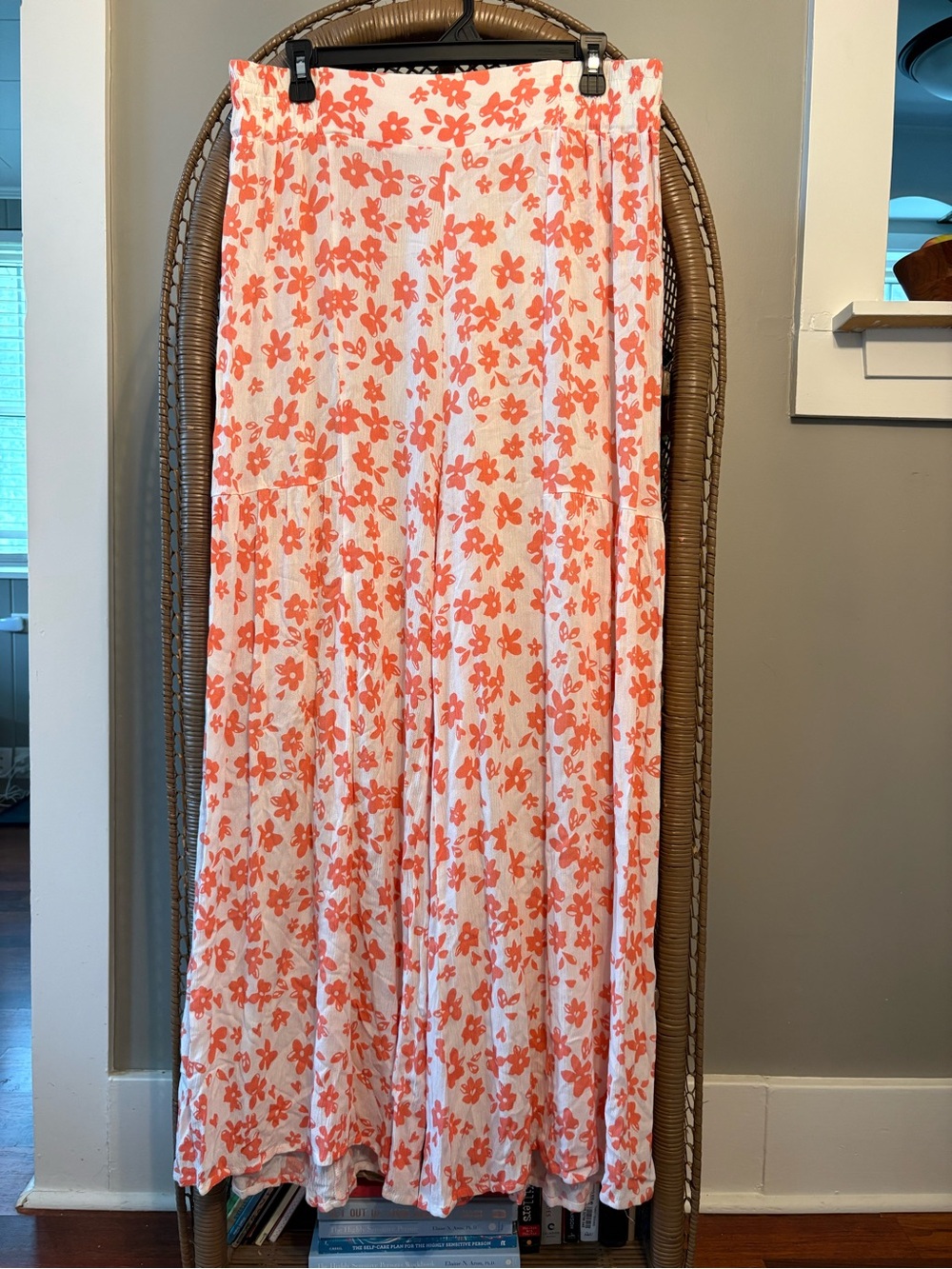 Kendall & Kylie Coral Floral Maxi Skirt on White
